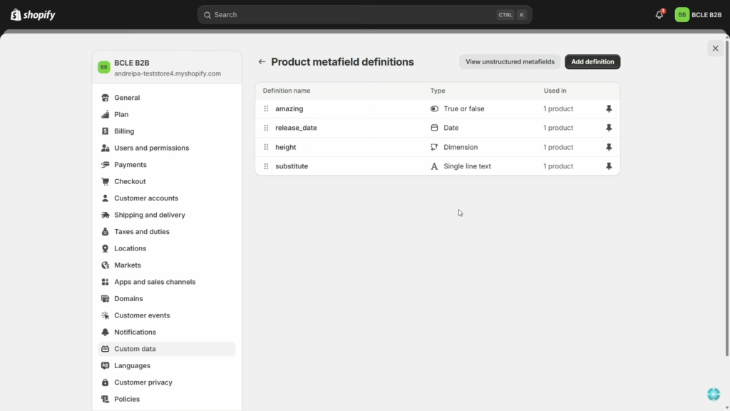 Shopify y Business Central: una conexión estable para transformar tu ecommerce 1 Campos personalizados con Shopify Metafields